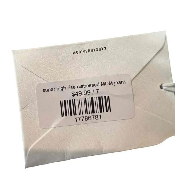 NWT Kancan Collie Super‎ High Rise Distressed Frayed Hem Mom Jeans Size 7/27 - Picture 15 of 16